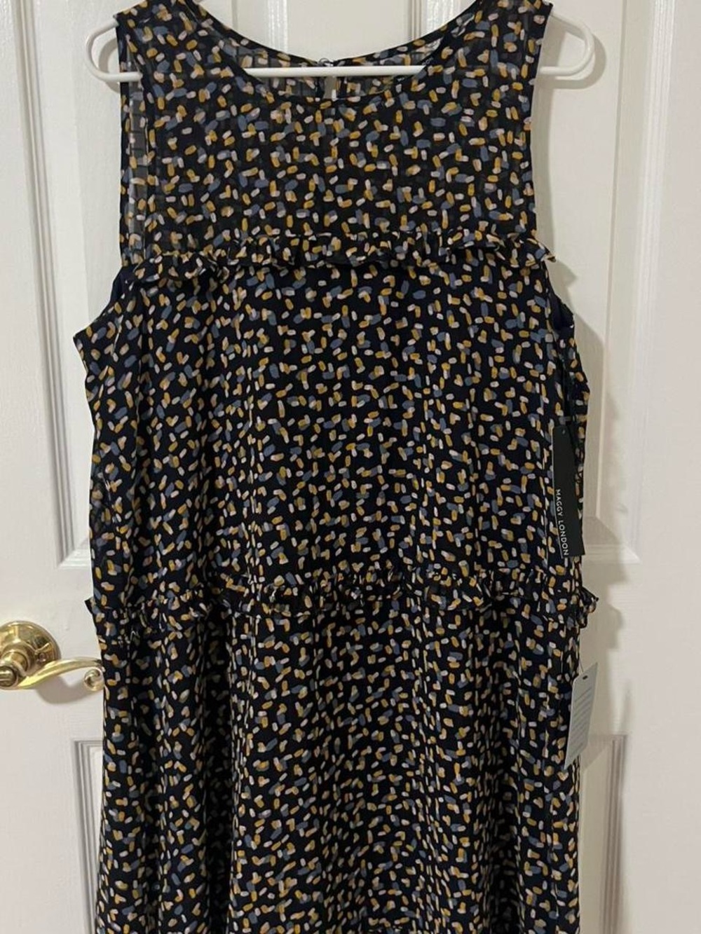 Sleeveless Navy Printed Midi Dress - Maggy London